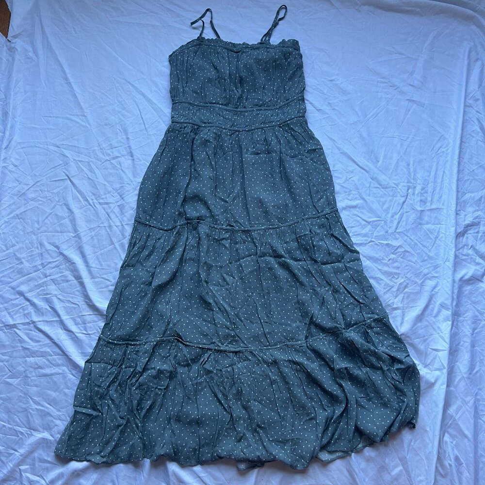 Madewell Tiny Dot Tiered Midi Dress